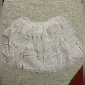 American Eagle Tiered Ruffle White Mini Skirt